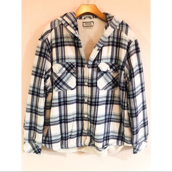 Boston Traders Sherpa Lined Flannel Hoodie Sz XL - Picture 1 of 8